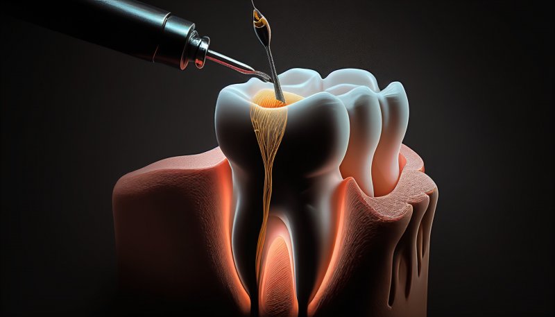 Digital illustration of root canal treatment